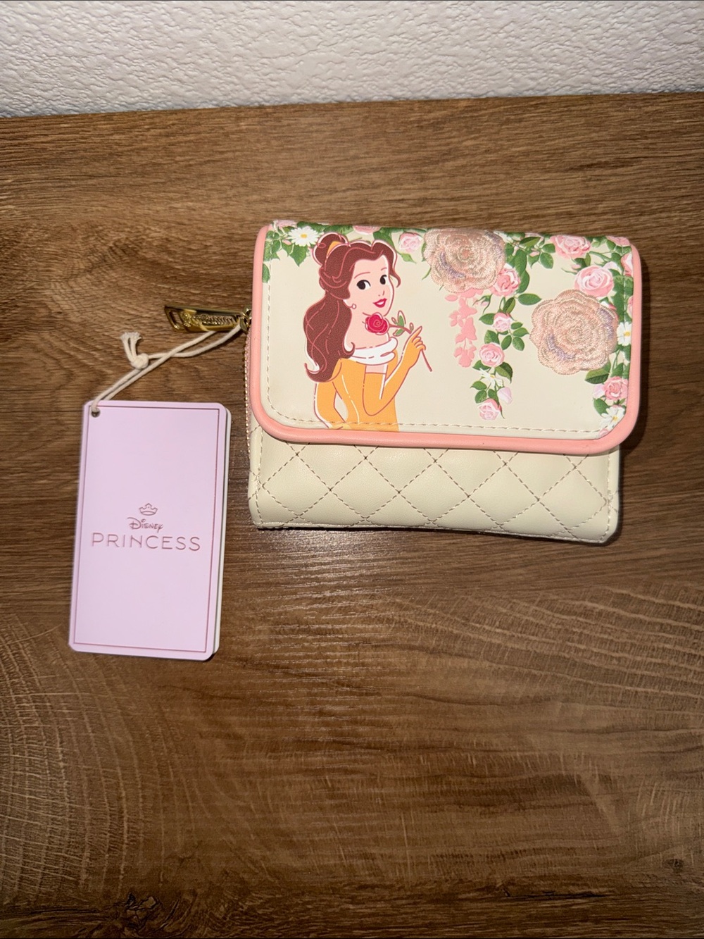 Disney Princess Belle Cream and Pink Quilted Kids Wallet